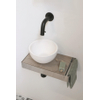 Ink Jazz XS fontein – rond – 36x20 cm – polystone wit mat – waskom links – frame RVS en plateau eiken greige SW541205