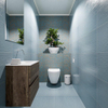 MONDIAZ ADA Meuble WC - 60x30x50cm - 0 trous de robinet - 2 tiroirs - dark brown mat - lavabo à droite - Solid surface - Blanc SW472804