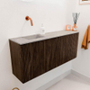 Mondiaz JOYA-DLUX 101.6cm meuble de salle de bains - arrondi droite couleur Walnut - Vasque FAYE position Gauche Sans trou de robinet couleur Glace SW1426205
