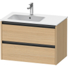 Duravit Ketho.2 Wastafelonderbouwkast - met 2 laden - voor waskom links - 81x48x54.9cm - met grepen antraciet - natuur eiken mat SW772790