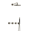 Hotbath Cobber IBSW70 Ensemble de douche de tête encastré - bras mural 38,5cm - pomme de douche ronde 20cm - douchette barre - Nickel brossé SW678028