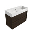 Saniclass Holz Frame Ensemble de meubles de salle de bains - 100x45x72cm - Legend lavabo en céramique blanc - 1 vasque - 1 trou de robinet - 2 tiroirs - chêne charbon mat (bois) SW1579984