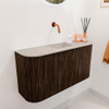 Mondiaz JOYA-DLUX 83.2cm toiletmeubel - ronding links en rechts kleur Walnut - Wastafel FAYE positie Midden Zonder kraangat kleur Opalo. SW1422565