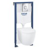 Grohe Solido Start Round ensemble WC à chasse profonde - sans rebord - réservoir encastré Grohe Solido - abattant WC softclose - plaque de commande chrome SW1244473