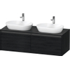 Duravit Ketho.2 Wastafelonderbouwkast - inclusief consoleplaat - met 2 laden - voor dubbele waskommen - 140x55x45.9cm - met handgrepen antraciet - eiken zwart mat SW772294