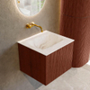 Mondiaz KURVE-DLUX Ensemble meuble de salle de bains - 50x46x40cm - 1 tiroir - lavabo solid surface - central - sans trou de robinet - Ruby SW1415390