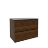 Saniclass Holz Pure Meuble de salle de bain - 80x45x60cm - 2 tiroirs - 1 vasque - sans trous de robinet - trop-plein - Walnut pure SW1439446