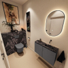 MONDIAZ TURE-DLUX meuble WC 80 cm Dark Grey. Lavabo EDEN Lava position droite. Sans trou de robinet. SW1103770