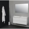 Adema Bella onderkast met acryl wastafel zonder kraangaten met spiegel 120X55X46cm Wit hoogglans SW398162 Adema Bella onderkast met acryl wastafel zonder kraangaten met spiegel 120X55X46cm Wit hoogglans SW398162