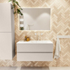 MONDIAZ VICA Ensemble meuble de salle de bains - 100cm - sous-meuble linen - 2 tiroirs - lavabo cloud à droite - 1 trou de robinet - version haute 60cm - talc SW1084098