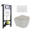 Plieger Lima Ensemble WC - réservoir encastré UP320 - WC suspendu - sans rebord - abattant - softclose - plaque de commande blanche - boutons ronds - blanc SW1222522