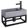 Differnz Force kit lave-mains - 40x22x8cm - Rectangulaire - 1 trou de robinet - Robinet droit noir mat - avec cadre noir - Gris béton SW373282