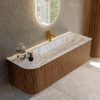 MONDIAZ KURVE-DLUX 135cm Meuble salle de bain avec module 25 G - couleur Walnut - 1 tiroir - 1 porte - vasque BIG MEDIUM droite - 1 trou de robinet - couleur Glace SW1138113