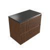 Saniclass Holz Atelier Badkamermeubelset - 80x45x63cm - Noche basalten wastafelblad gepolijst (zwart) - zonder kraangat - 2 lades - mat walnut pure (hout) SW1478536