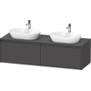 Duravit ketho meuble sous 2 lavabos avec plaque console et 2 tiroirs pour double lavabo 160x55x45.9cm avec poignées anthracite graphite mat SW772987