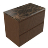 Saniclass Holz Atelier Badkamermeubelset - 80x45x63cm - Noche natuurstenen topblad dark emperador - 1 kraangat - 2 lades - mat walnut pure (hout) SW1478273