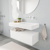 MONDIAZ ALAN 100cm - meuble bas - 1 tiroir - lavabo suspendu - vasque à droite - 0 trous de robinet - talc SW408412