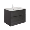 Crosswater Glide II Ensemble meuble de salle de bains - 70x45x52cm - 2 tiroirs - sans poignées - fermeture en douceur - trou de robinetterie steelwood - blanc SW892058