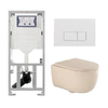 QeramiQ Dely Swirl Toiletset - 36.3x51.7cm - Geberit UP320 inbouwreservoir - met Burda frame - 35 mm zitting - glans witte bedieningsplaat - rechthoekige knoppen - beige SW1138599