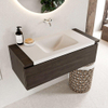 Mondiaz BUKLA Ensemble de meuble - 100x45x34cm - 0 trous de robinet - lavabo centré - solid surface - Talc - sans poignée - 1 tiroir - Mélamine - Marron foncé SW704856