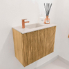 Mondiaz JOYA-DLUX 50cm toiletmeubel - kleur Oak - Wastafel FAYE positie Links 1 kraangat kleur Meli. SW1423915