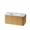 Royal Plaza Terra Badkamermeubelset - 100x46.2x46cm - solid surface wastafel wit glans - 1 wasbak - 1 kraangat - 2 lades - sandwood (licht eiken) SW1447025