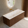 MONDIAZ KURVE-DLUX Meuble de salle de bains 110 cm couleur Walnut avec 1 tiroir. Lavabo BIG MEDIUM central sans trou de robinetterie couleur Frappe. SW1137472