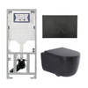 QeramiQ Dely Swirl Ensemble WC- 36.3x51.7cm - Réservoir encastré Geberit UP320 - Abattant de 35mm d'épaisseur - Plaque de commande en noir mat - Boutons ronds - Noir mat SW1138618