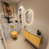 MONDIAZ TURE-DLUX Meuble toilette - 100cm - Ocher - EDEN - vasque Glace - position gauche - 1 trou de robinet SW1103392