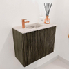Mondiaz JOYA-DLUX 50cm toiletmeubel - kleur Shadow - Wastafel FAYE positie Links 1 kraangat kleur Nata. SW1424945