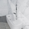 Fortifura Nebbio Badcombinatie-set - thermostaatkraan - glijstang - met geïntegreerde - wandaansluitbocht - gladde doucheslang - staaf handdouche - badvulcombinatie - PVD - geborsteld gunmetal (antraciet) SW1238067