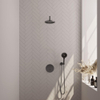 BRAUER Gunmetal Edition douche thermostatique encastrée - 3 voies - rond - set 81 - douche principale de 20 cm - bras mural courbé - douchette à main 3 positions - flexible de douche - coude mural - gunmetal brossé PVD SW1159091