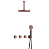 Hotbath Cobber IBS70 Regendoucheset - inbouw - 15cm plafondarm - 30cm ronde hoofddouche - ronde handdouche - PVD - koper geborsteld SW677786