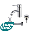 FugaFlow Eccelente Sobrado Kit mitigeur lavabo - robinet bas - bonde clic clac - siphon design bas - Chrome brillant SW1124194