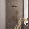 Brauer Gold Edition Ensemble de douche pluie encastré - douche principale 30cm - bras mural - glissière - avec partie encastrable - boutons lisses - douchette à main Barre 1 fonction - PVD - or brossé SW547673
