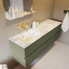 MONDIAZ VICA-DLUX Ensemble meuble de salle de bains - 150cm - meuble bas army - 4 tiroirs - lavabo encastré cloud à gauche - sans trous de robinetterie - version haute 60cm - glace SW1088187
