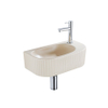 QeramiQ Fuente Ensemble de Lavabo - 40x21.5x12cm - droite - strié - demi-rond - 1 trou de robinet - céramique - robinet de lavabo chromé - bouchon de vidange - siphon abaissé - beige SW1232881