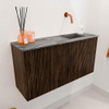 Mondiaz JOYA-DLUX 80cm toiletmeubel - kleur Walnut - Wastafel FAYE positie Rechts Zonder kraangat kleur Sombra. SW1424721