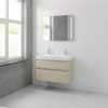 Bruynzeel Pinto badmeubelset 65.3x90x46cm 2 kraangaten 1 wasbak 2 lades met spiegel met softclose composite natuur eiken SW384810 Bruynzeel Pinto badmeubelset 65.3x90x46cm 2 kraangaten 1 wasbak 2 lades met spiegel met softclose composite natuur eiken SW384810