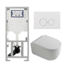QeramiQ Dely Swirl Toiletset - 36.3x51.7cm - Geberit UP320 inbouwreservoir - met Burda frame - 35mm zitting - glans witte bedieningsplaat - ronde knoppen - wit mat SW1138631