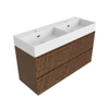 Saniclass Holz Atelier Badkamermeubelset - 120x45x72cm - Legend keramische wastafel mat wit - 2 wasbakken - 0 kraangaten - 2 lades - mat walnut pure (hout) SW1579611
