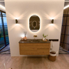 Mondiaz CIRO-DLUX Badkamermeubelset - 120x45x50cm - Solid surface wastafel Lava - 1 wasbak Midden - zonder kraangaten - 2 lades - Oak SW1531082