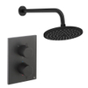 Crosswater MPRO Ensemble de douche de tête encastré - 2 poignées - pomme de douche 20 cm - bras mural - noir mat SW1472514