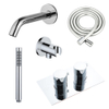 FugaFlow Eccelente Ensemble robinet de baignoire Acces - bec - 22cm raccourcissable - flexible lisse - douchette à main - corps encastré - support mural - chrome SW1469014