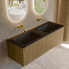 Mondiaz KURVE Ensemble de meuble de salle de bains - 130x46x40cm - 2 tiroirs - vasque solid surface - double - sans trou de robinet - Dusk SW1414850