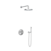 Hotbath Buddy IBS Ensemble de douche à effet pluie - inverseur 2 voies - bras mural 35 cm - pomme de douche ronde 25 cm - douchette à main bâton - chrome SW18260