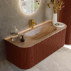 MONDIAZ KURVE-DLUX 120cm meuble de salle de bains arrondi Gauche + Droite couleur Ruby avec 1 tiroir et 2 portes. Vasque BIG SMALL Centrale 1 trou de robinet Arena. SW1431477