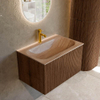 MONDIAZ KURVE-DLUX Meuble de salle de bains 70 cm couleur Walnut avec 1 tiroir et 0 porte. Lavabo BIG SMALL Central 1 trou de robinet Saba. SW1433161