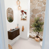Mondiaz JOYA-DLUX 71.6cm toiletmeubel - ronding rechts kleur Walnut - Wastafel FAYE positie Links 1 kraangat kleur Sombra. SW1424743