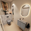 MONDIAZ TURE-DLUX Meuble toilette - 60cm - Smoke - EDEN - vasque Glace - position droite - sans trou de robinet SW1103542